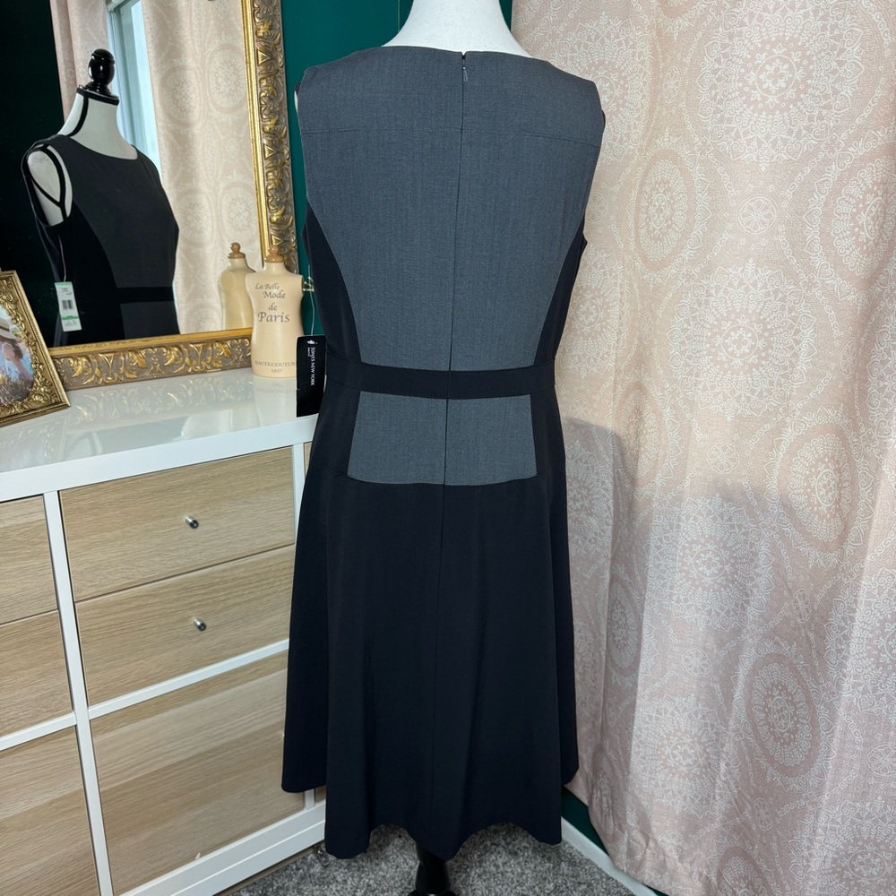 Jones New York NWT Black Gray Sleeveless Career Business Dress A-Line Sz 8 - Picture 3 of 10